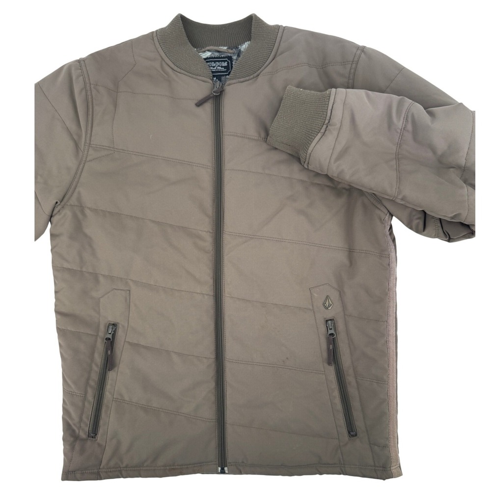 Volcom Workwear Memphis Jacket Men's Size Medium Brown Quilted Bomber Full Zip